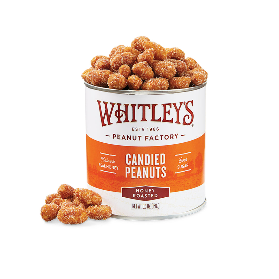 Case of 20 - 5.5 oz. Tins Honey Roasted Virginia Peanuts