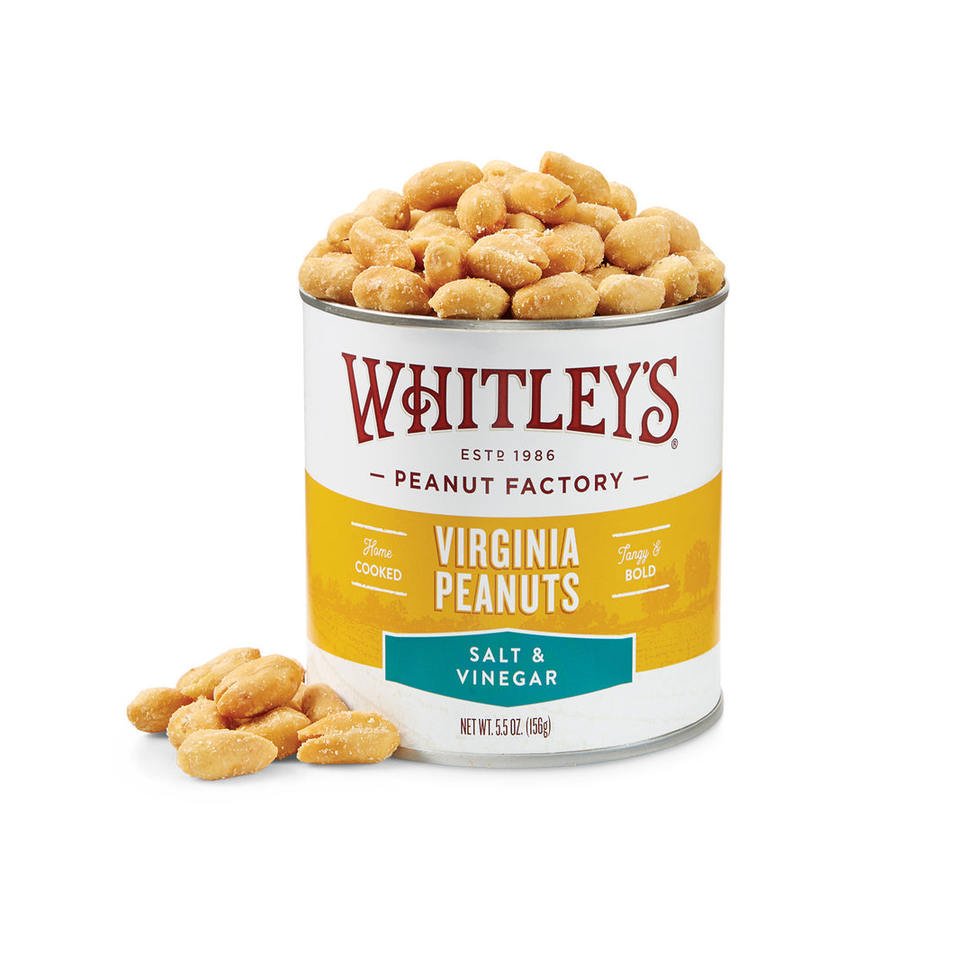 Case of 20 - 5.5 oz. Tins Salt and Vinegar Virginia Peanuts