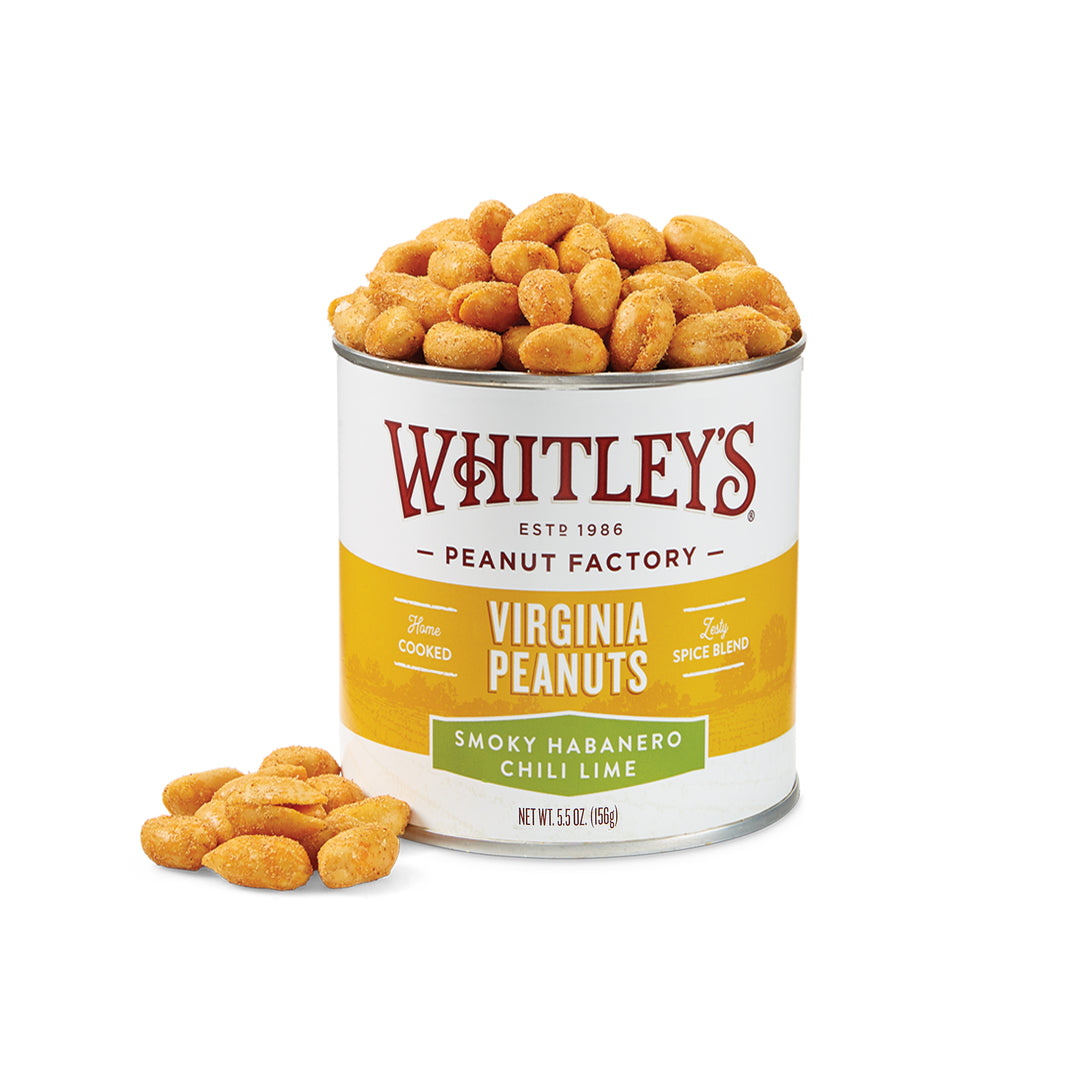 Case of 20 - 5.5 oz. Tins Smoky Habanero Chili Lime Virginia Peanuts
