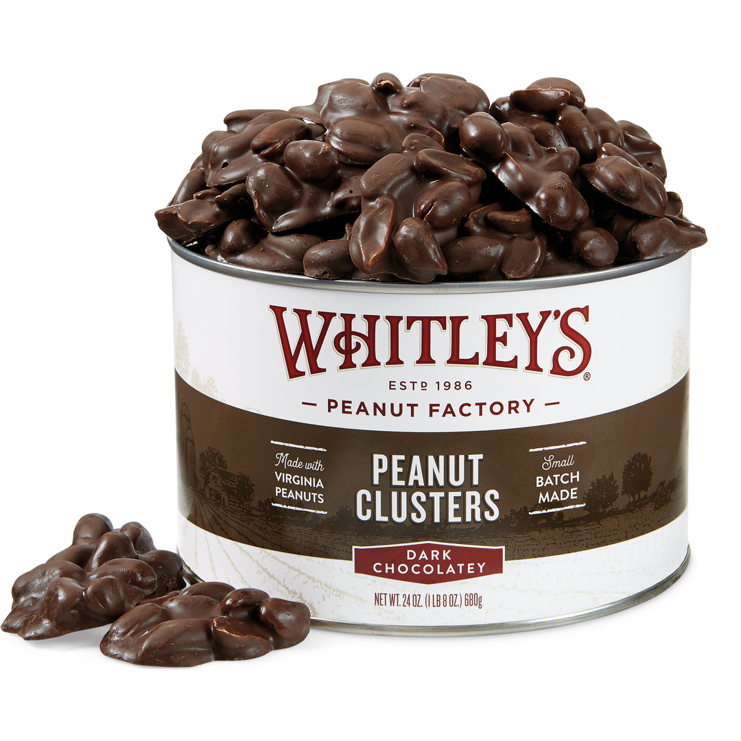 Case of 12 - 24 oz. Tins Dark Chocolatey Covered Peanut Clusters