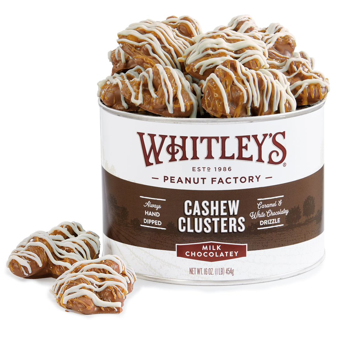 Case of 12 - 16 oz. Tins Milk Chocolatey Cashew Clusters