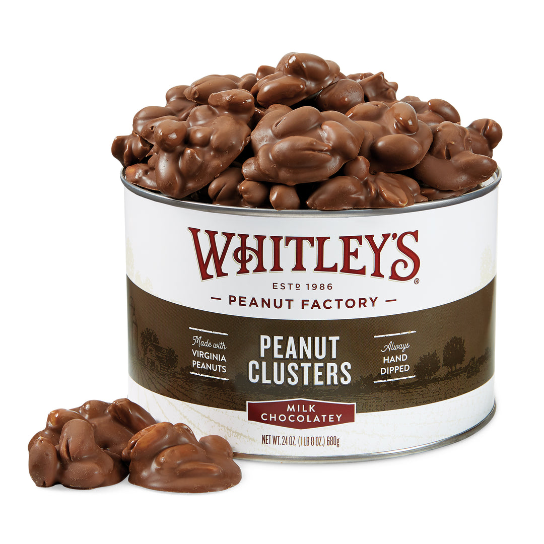 Case of 12 - 24 oz. Tins Milk Chocolatey Covered Peanut Clusters