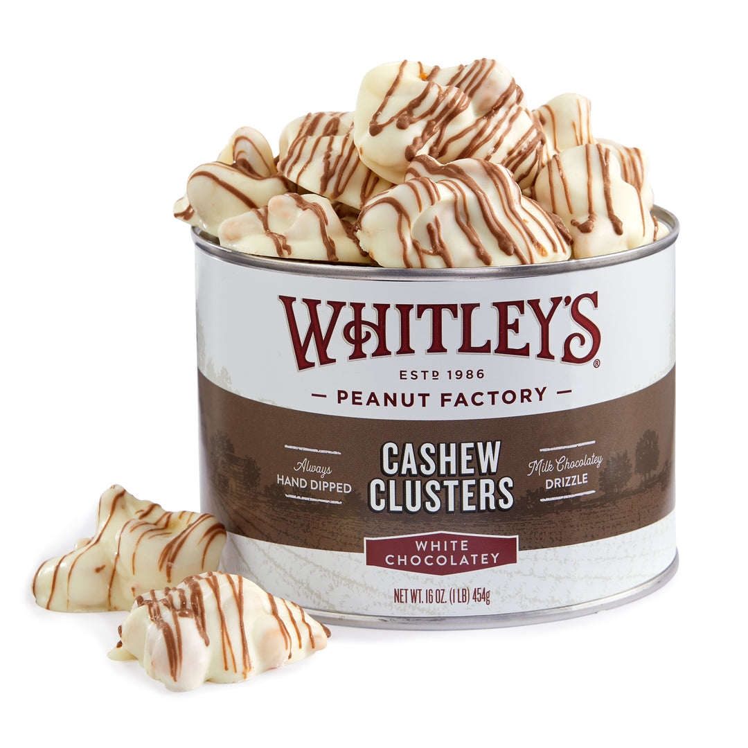 Case of 12 - 16 oz. Tins White Chocolatey Cashew Clusters