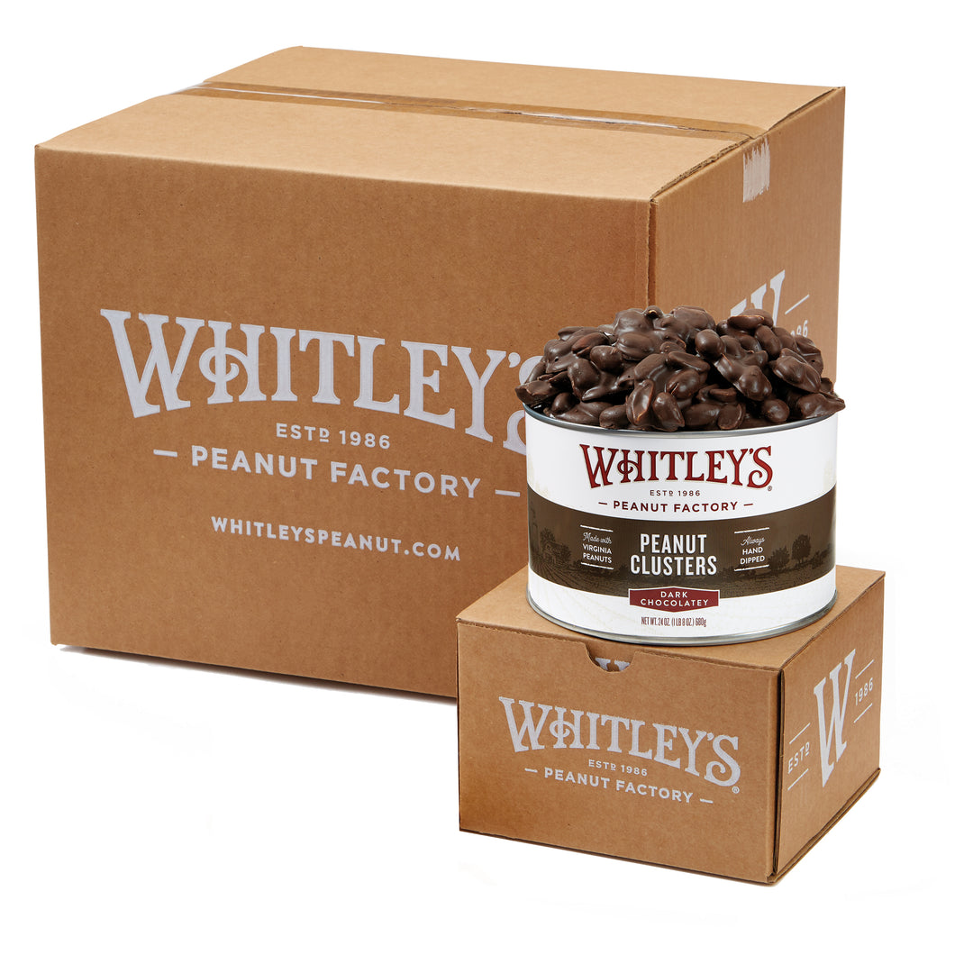 Case of 12 - 24 oz. Tins Dark Chocolatey Covered Peanut Clusters