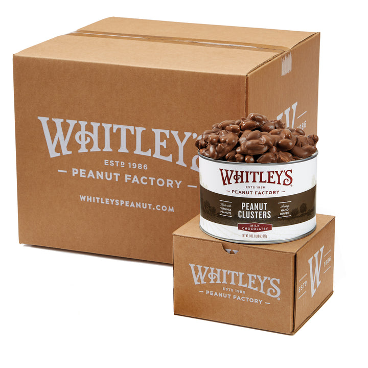 Case of 12 - 24 oz. Tins Milk Chocolatey Covered Peanut Clusters