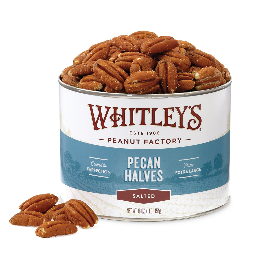 Case of 12 - 16 oz. Tins Salted Pecan Halves