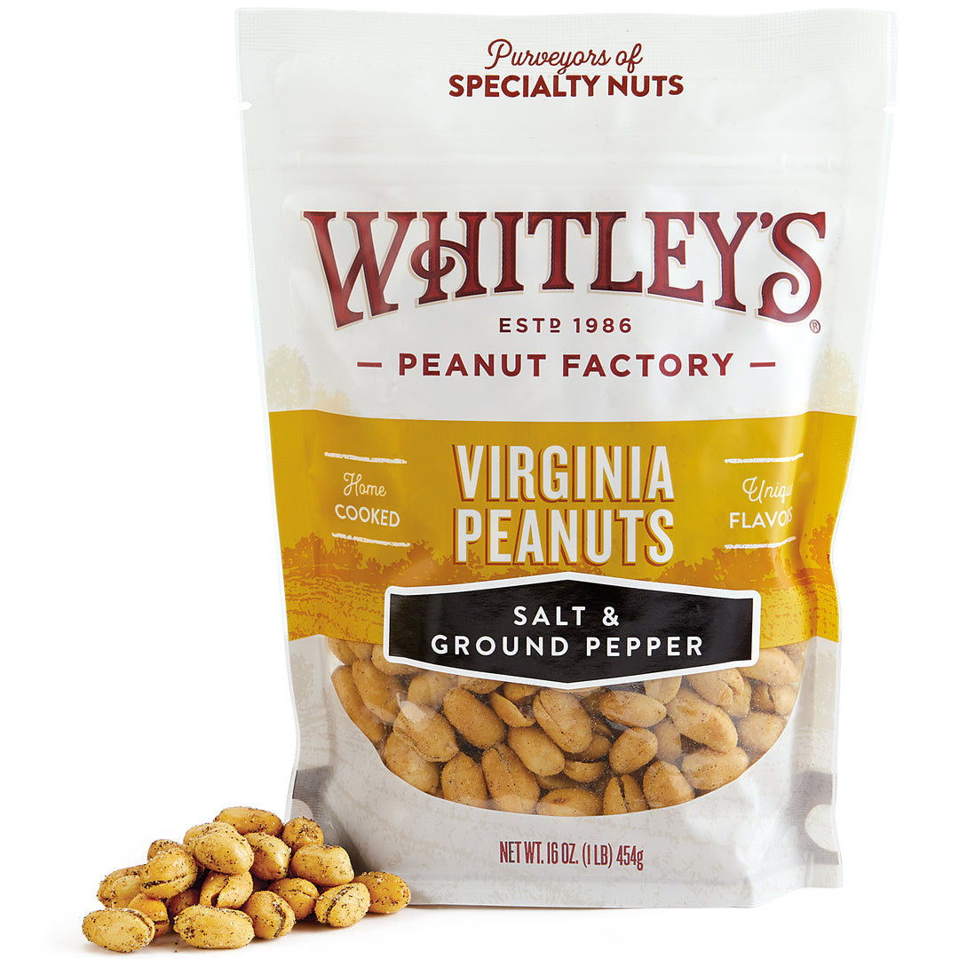 16 oz. Pouch Bag Salt and Ground Pepper Virginia Peanuts