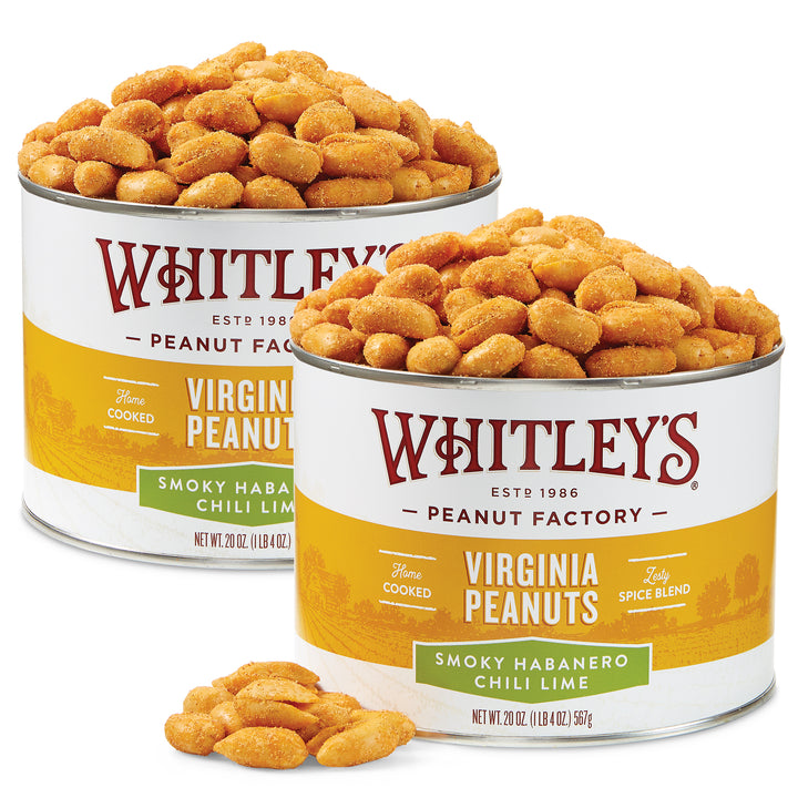 Case of 12 20 oz. Tin Smoky Habanero Chili Lime Virginia Peanuts