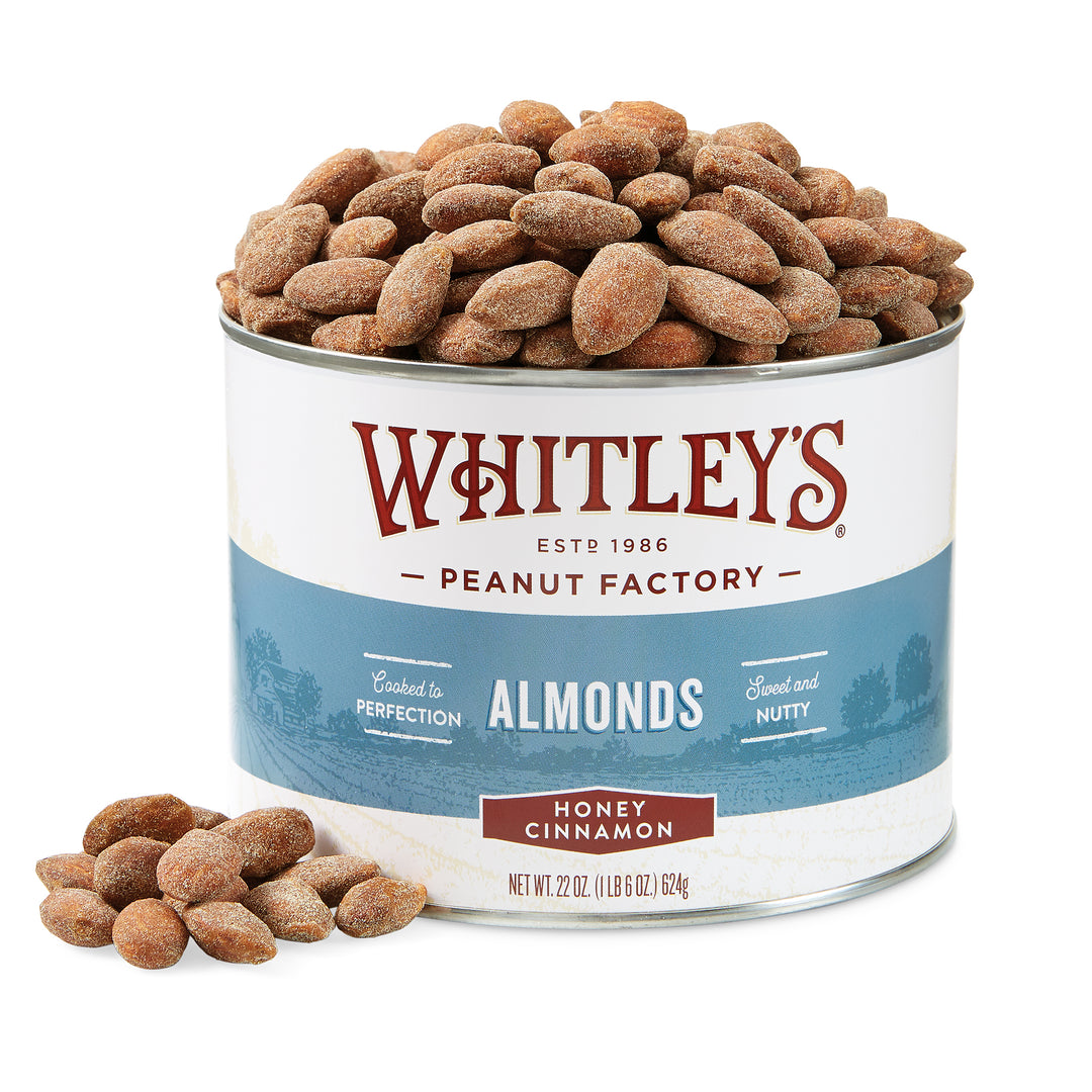 Case of 12 - 22 oz. Tins Honey Cinnamon Almonds