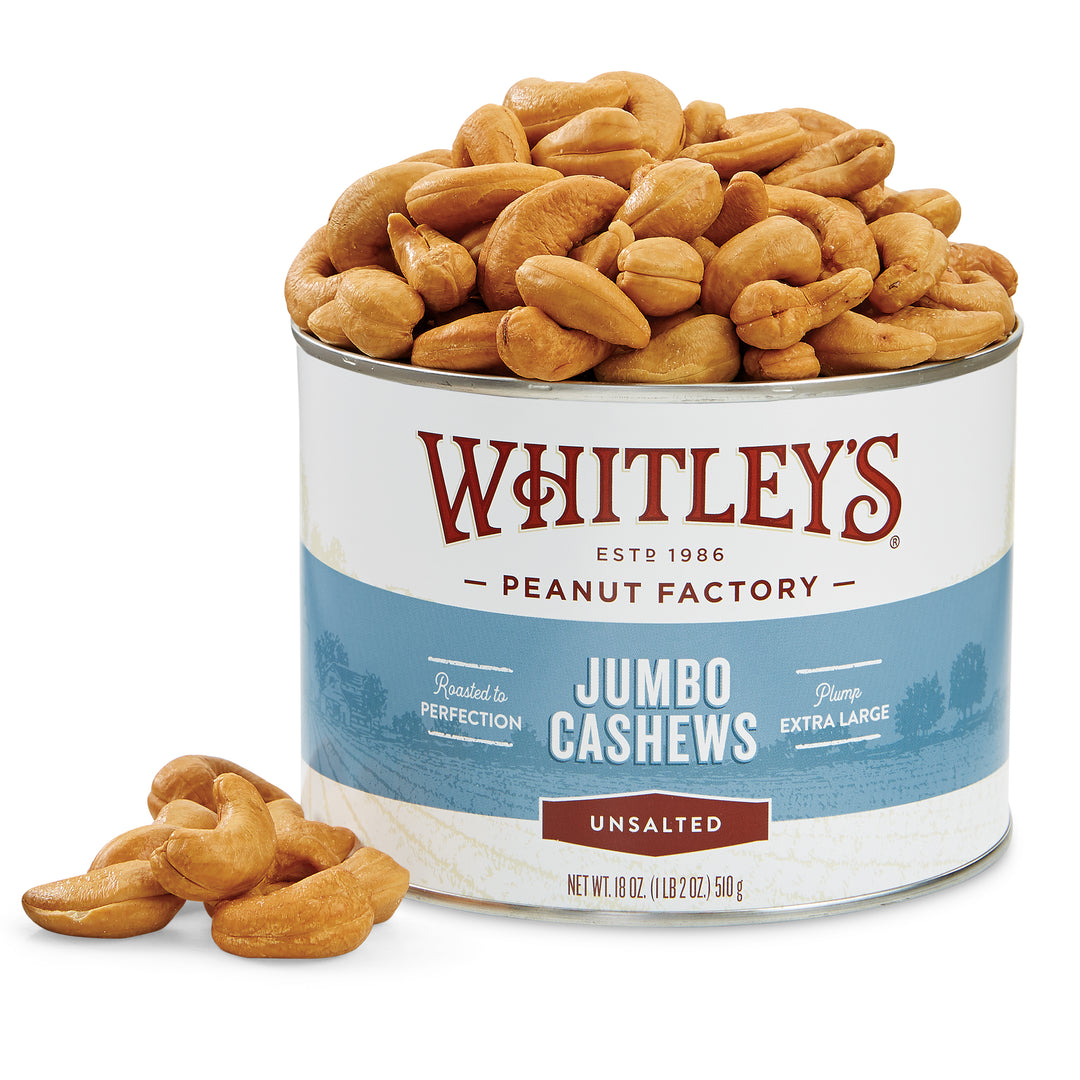 Case of 12 - 18 oz. Tins Unsalted Jumbo Cashews