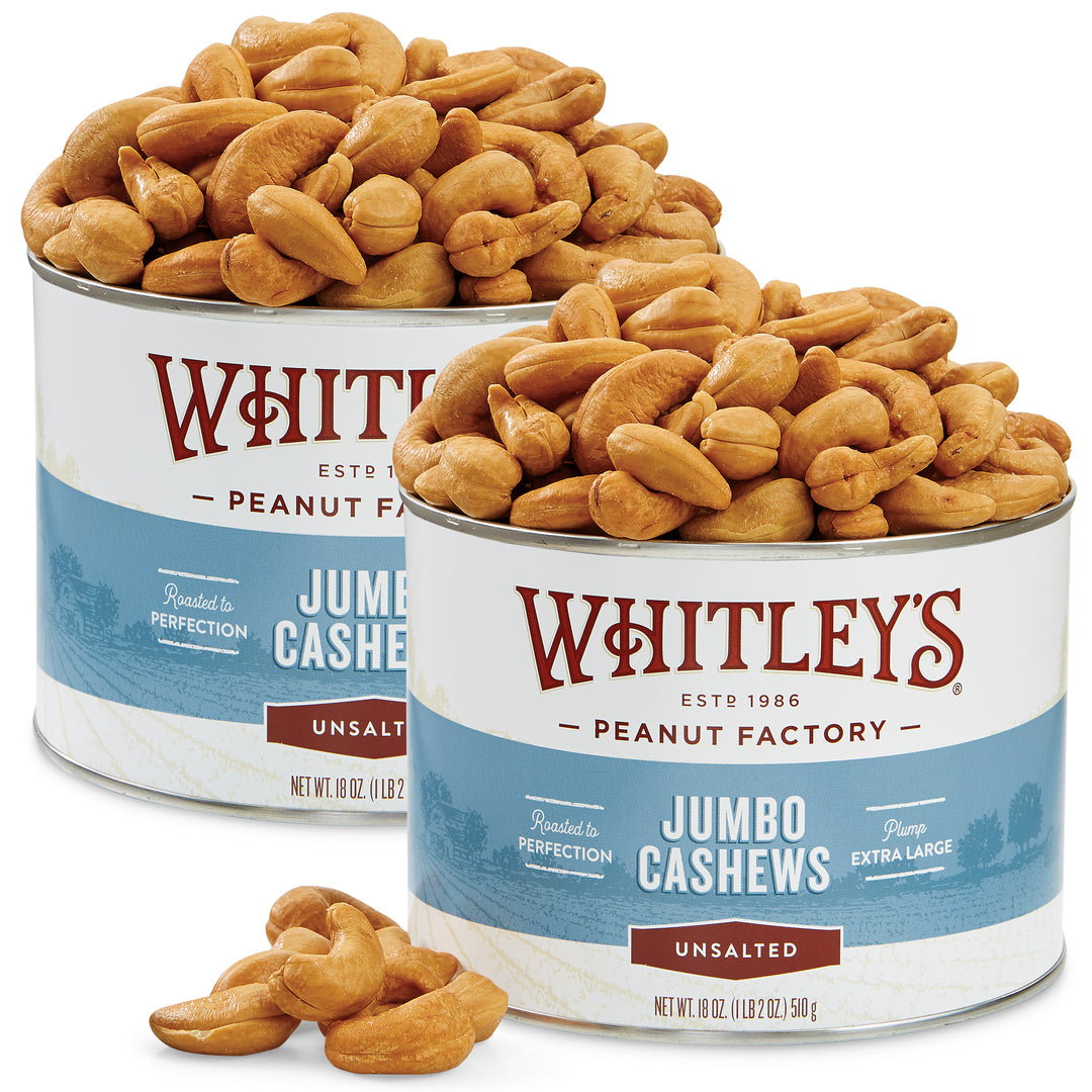Two-Pack 18 oz. Tin Unsalted Jumbo Cashews