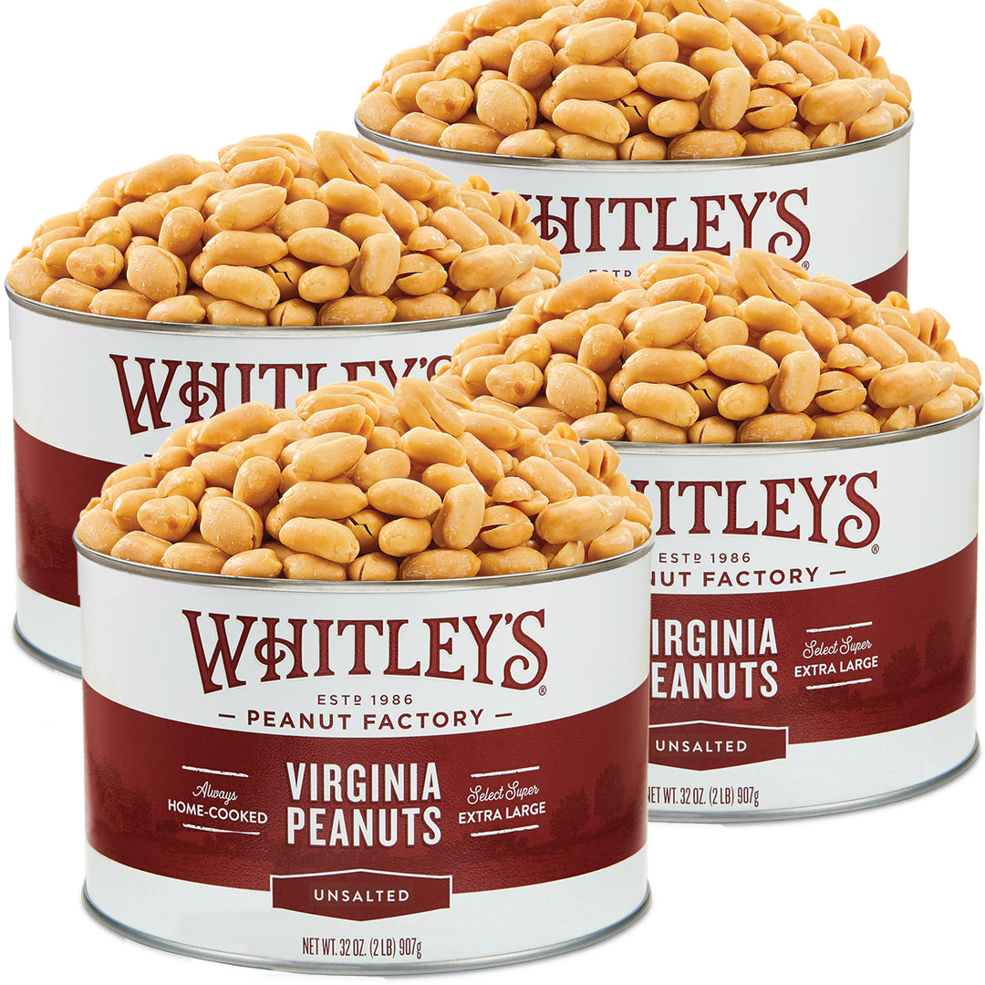 Four-Pack 32 oz. Tin Unsalted Virginia Peanuts