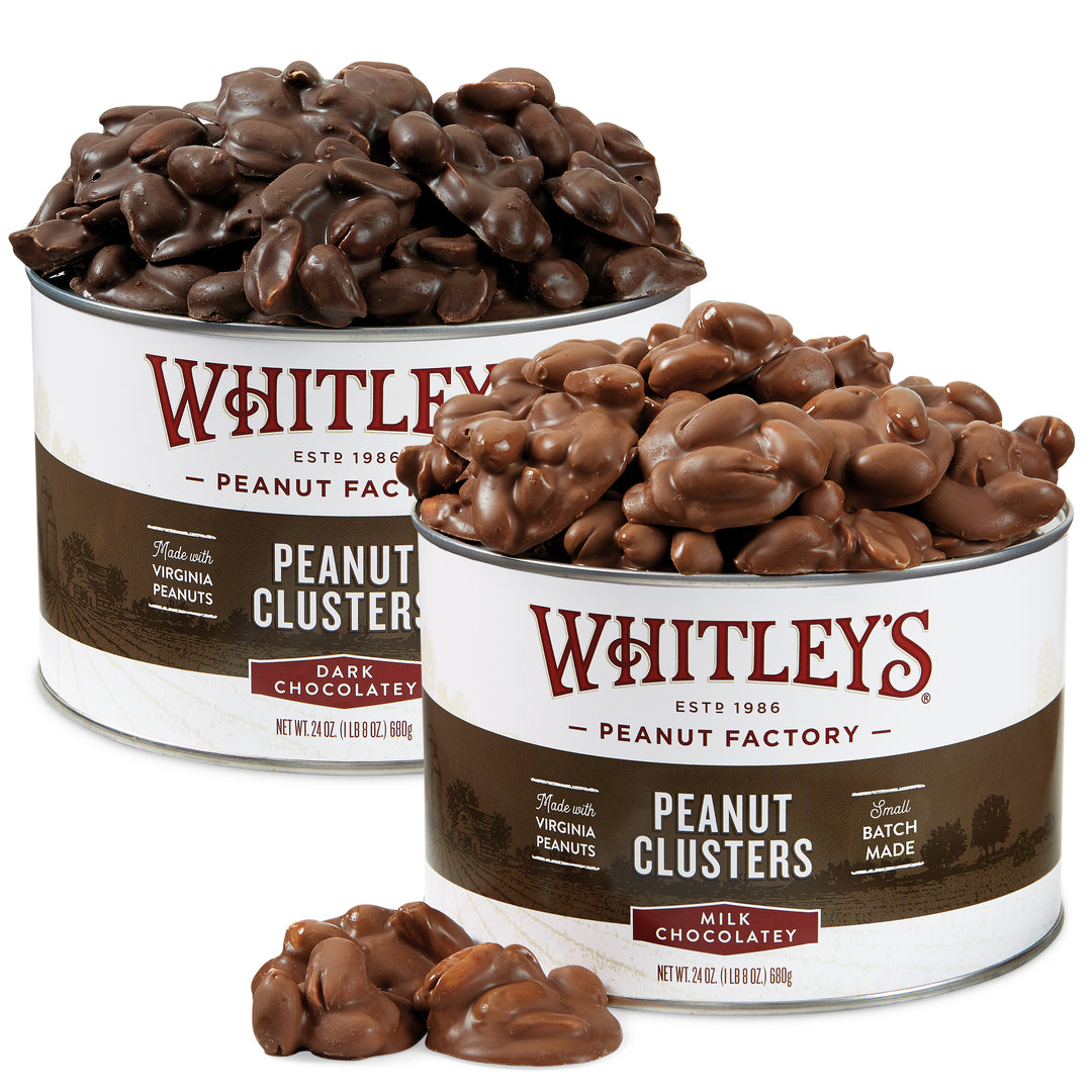 Whitley’s Cold Packed Milk & Dark Chocolatey Peanut Clusters:  Two-Pack Combo